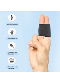 HY Finger Splints Finger Sleeves Protectors, Compression Elastic Adjustable Brace Buddy Wraps Straps Perfect for Sport Basketball Tennis Volleyball Badminton Black Two Finger - L  - Image 2