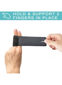 HY Finger Splints Finger Sleeves Protectors, Compression Elastic Adjustable Brace Buddy Wraps Straps Perfect for Sport Basketball Tennis Volleyball Badminton Black Two Finger - L  - Image 3