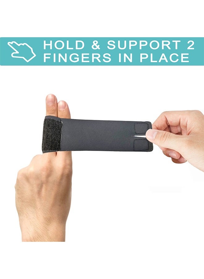 HY Finger Splints Finger Sleeves Protectors, Compression Elastic Adjustable Brace Buddy Wraps Straps Perfect for Sport Basketball Tennis Volleyball Badminton Black Two Finger - L  - Image 3