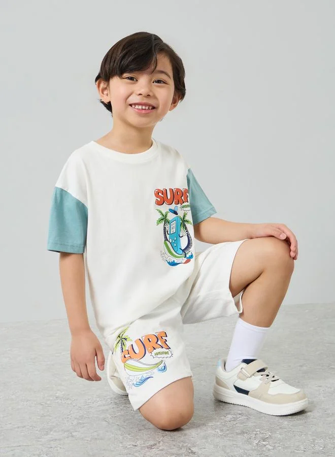 Styli Boys Oversized Drop Shoulder T-Shirt and Shorts Set