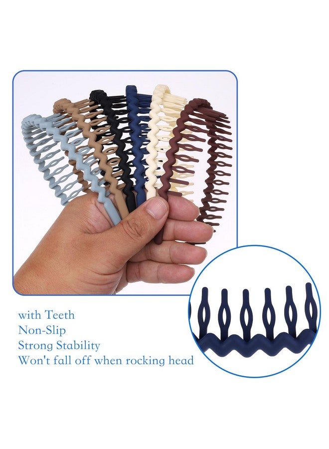WLLHYF Hairband, 6 Pieces Shark Tooth Hair Comb Headbands for Girls Women Plastic Wave Shape Headbands Non-slip U Shaped Colorful Hair Bands Hair Styling Accessories - Image 3
