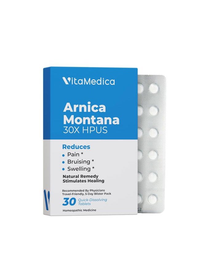VitaMedica - Arnica Montana 30X HPUS, Clinical Grade, Quick Dissolve Tablets, Five-Day Recovery Pack for Pain and Bruise Relief After Surgery or Injury, Natural Healing, Gentle on the Stomach - 30 Count - Image 1