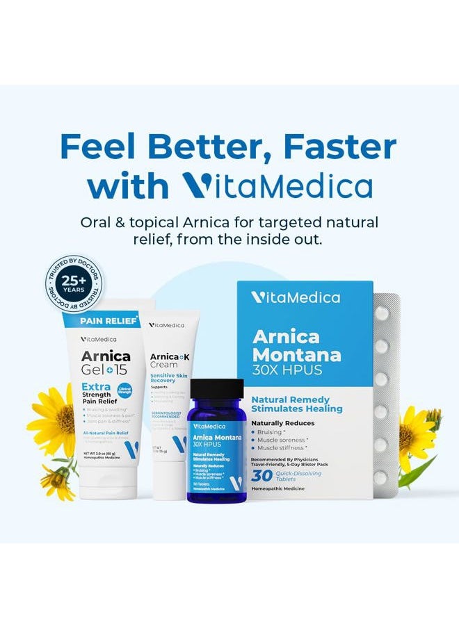 VitaMedica - Arnica Montana 30X HPUS, Clinical Grade, Quick Dissolve Tablets, Five-Day Recovery Pack for Pain and Bruise Relief After Surgery or Injury, Natural Healing, Gentle on the Stomach - 30 Count - Image 1
