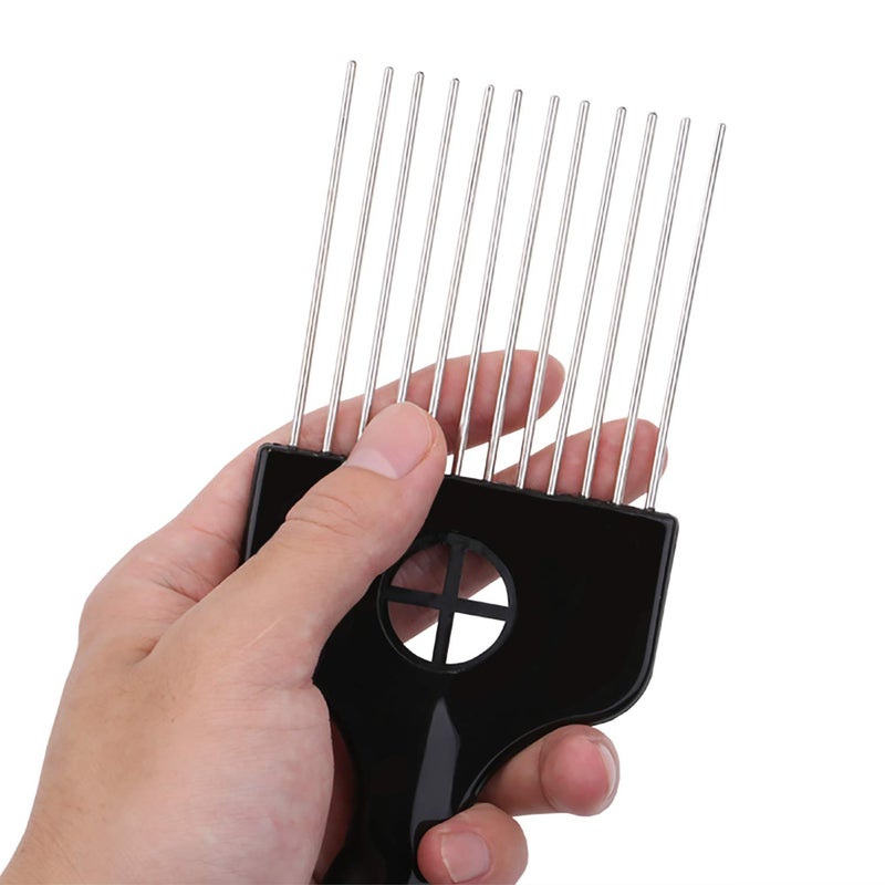 LEADUWAY Hair Pick, Hair Comb, Metal Pick Comb, Detangle Wig Braid Hair Styling Comb, Black, 1 PACK - Image 3
