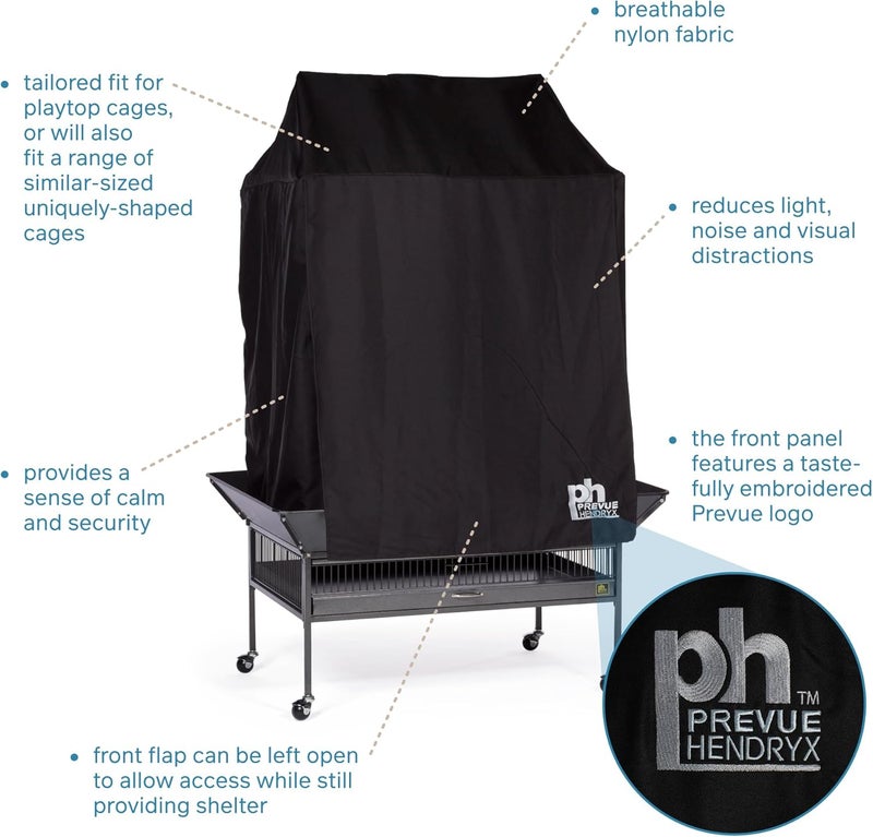 PH Prevue Hendryx Large Bird Cage Cover - Black, 36" L x 24" W x 49" H - Image 3
