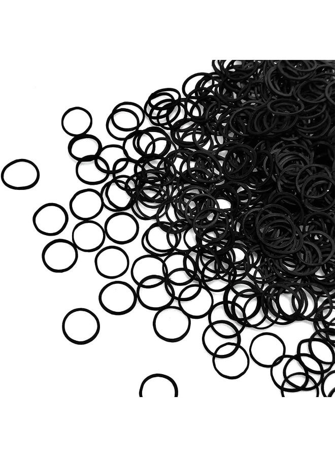 ECVV 1000 Pcs Black Rubber Hair Bands for Girl Women Kids Baby, Soft Elastic Bands for Pets Braids Ponytail Wedding Hairstyle and More, with Bag - Image 1