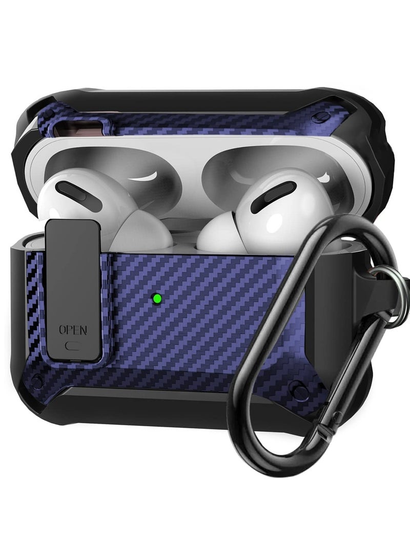 For Airpods Pro 2 Case Cover for Women Men, Military Automatic Security Locking Clip Case for Airpods Pro 2rd Front LED Visible Blue - Image 1