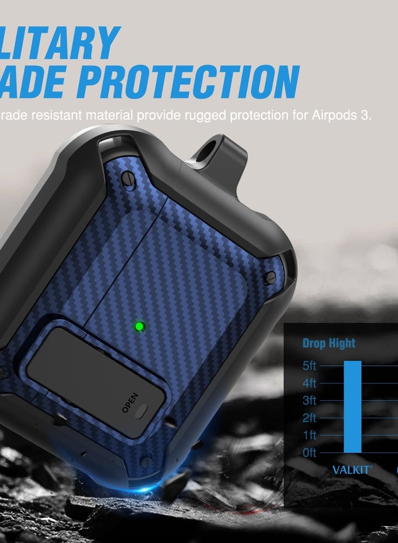 For Airpods Pro 2 Case Cover for Women Men, Military Automatic Security Locking Clip Case for Airpods Pro 2rd Front LED Visible Blue - Image 3