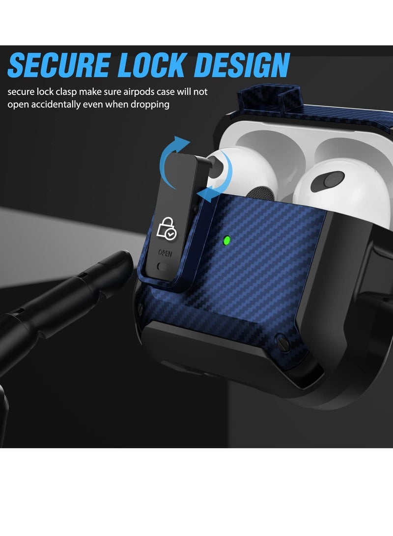 For Airpods Pro 2 Case Cover for Women Men, Military Automatic Security Locking Clip Case for Airpods Pro 2rd Front LED Visible Blue - Image 2