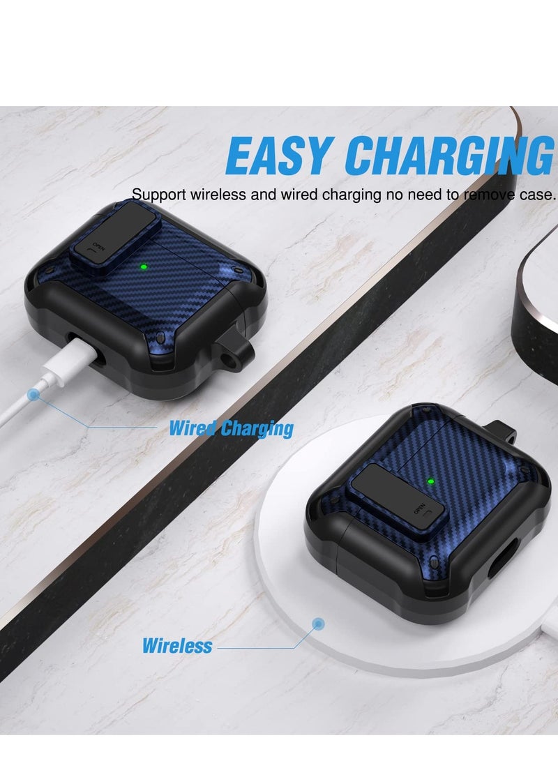 For Airpods Pro 2 Case Cover for Women Men, Military Automatic Security Locking Clip Case for Airpods Pro 2rd Front LED Visible Blue - Image 4