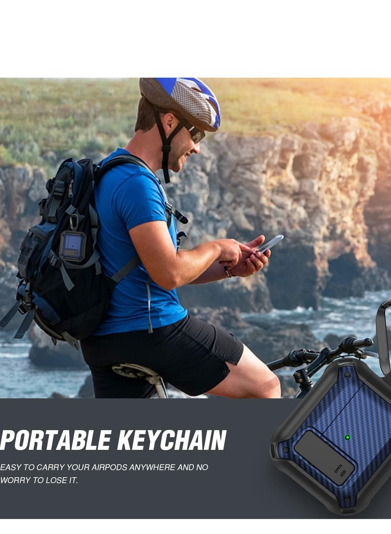 For Airpods Pro 2 Case Cover for Women Men, Military Automatic Security Locking Clip Case for Airpods Pro 2rd Front LED Visible Blue - Image 5