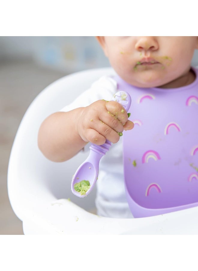 Bumkins Baby Utensils Set, Silicone Spoons for Dipping, Self-Feeding, Baby Led Weaning, Trainer Tip, Soft Chew Safe, Learning First Stage Eating, Babies 4 Months, 3-pk Lollipop Color - Image 3