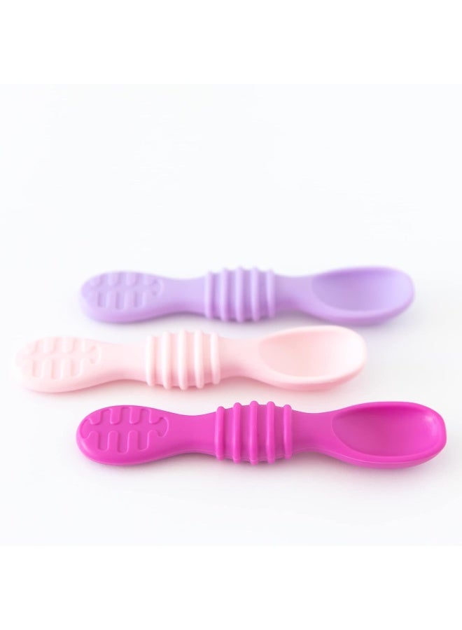 Bumkins Baby Utensils Set, Silicone Spoons for Dipping, Self-Feeding, Baby Led Weaning, Trainer Tip, Soft Chew Safe, Learning First Stage Eating, Babies 4 Months, 3-pk Lollipop Color - Image 2