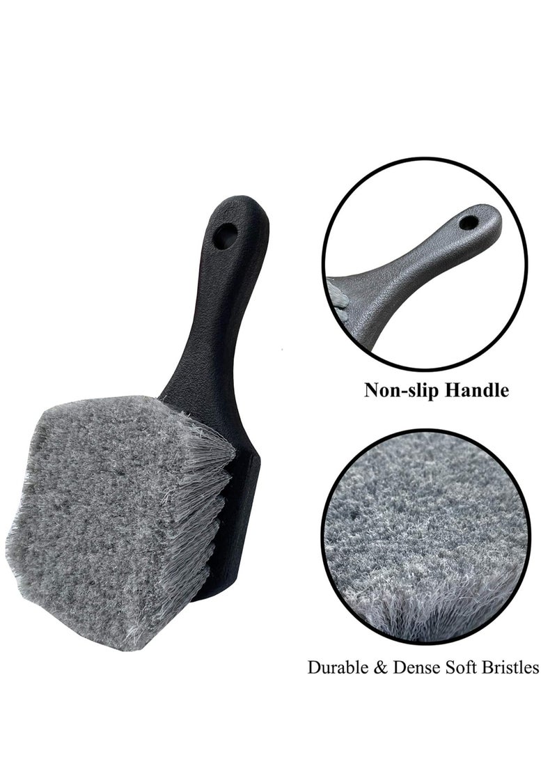 Loquat Wheel  Tire Brush for Car，Car Wash Brush Wheel Cleaning Brush Soft Bristle Brush，Black - Image 3