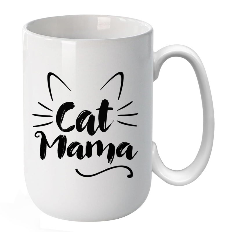 JEhonace 15 oz Cat Mama Coffee Mug Funny Cat Lover Mug for Mom Perfect Valentines Day Birthday or Mothers Day Cup Gift from Daughter or Son Ideal for Coffee Tea or Hot Chocolate