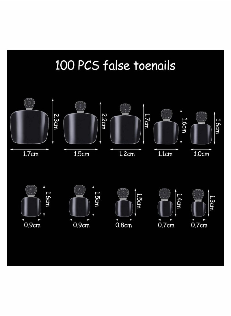 KASTWAVE False Toenails Tip with Box, 200 Pieces Acrylic Artificial Toenails French Full Cover Toe Art Nails Fake Tips for Women, 10 Sizes for Nail Salon and DIY Foot Decoration (Clear)  - Image 4