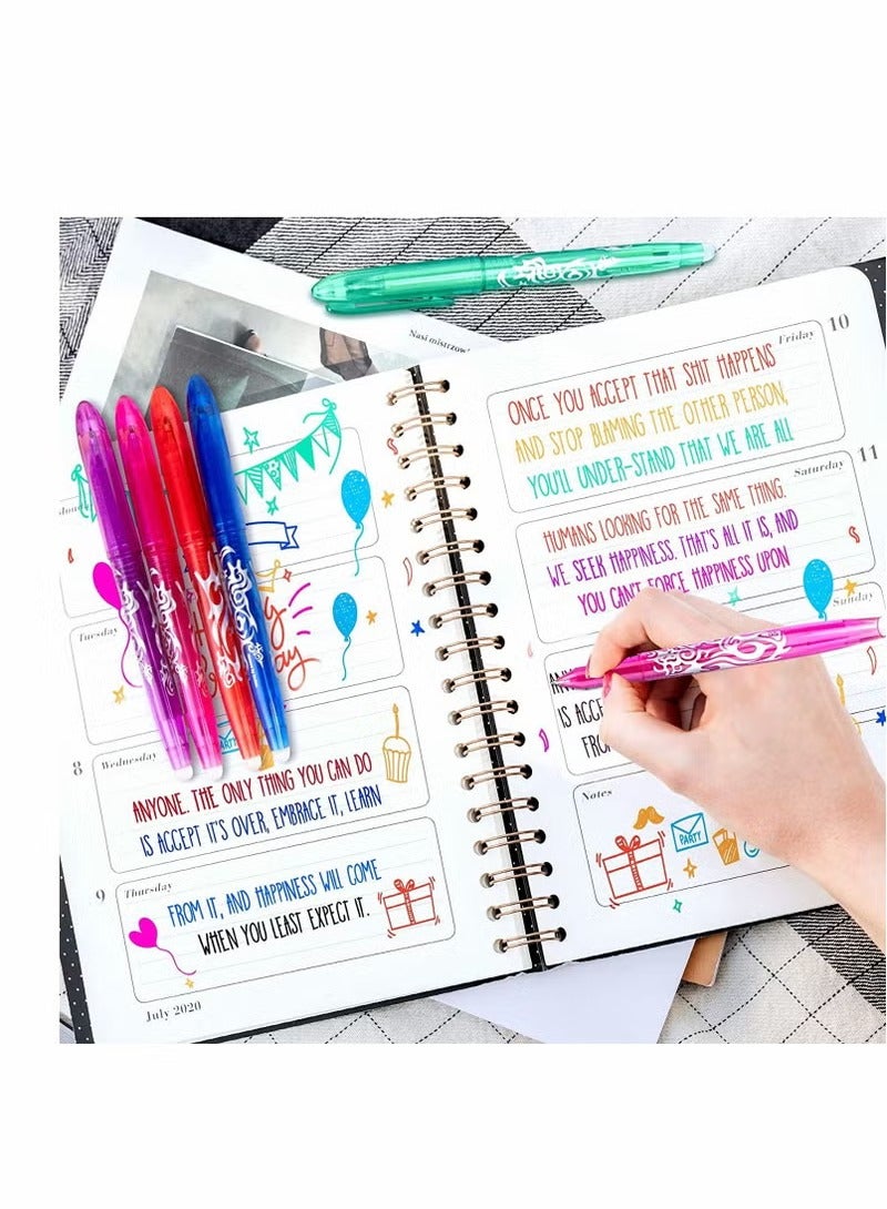 Erasable Pens, Erasable Rollerball Pen, 0.5mm Tip Rubber Pen, Ink Eraser Pen, 8 Colors Erasable Gel Pens for Kids Adults School Supplies Office Stationery, Color Hot Water Type Erasable Pen - Image 2