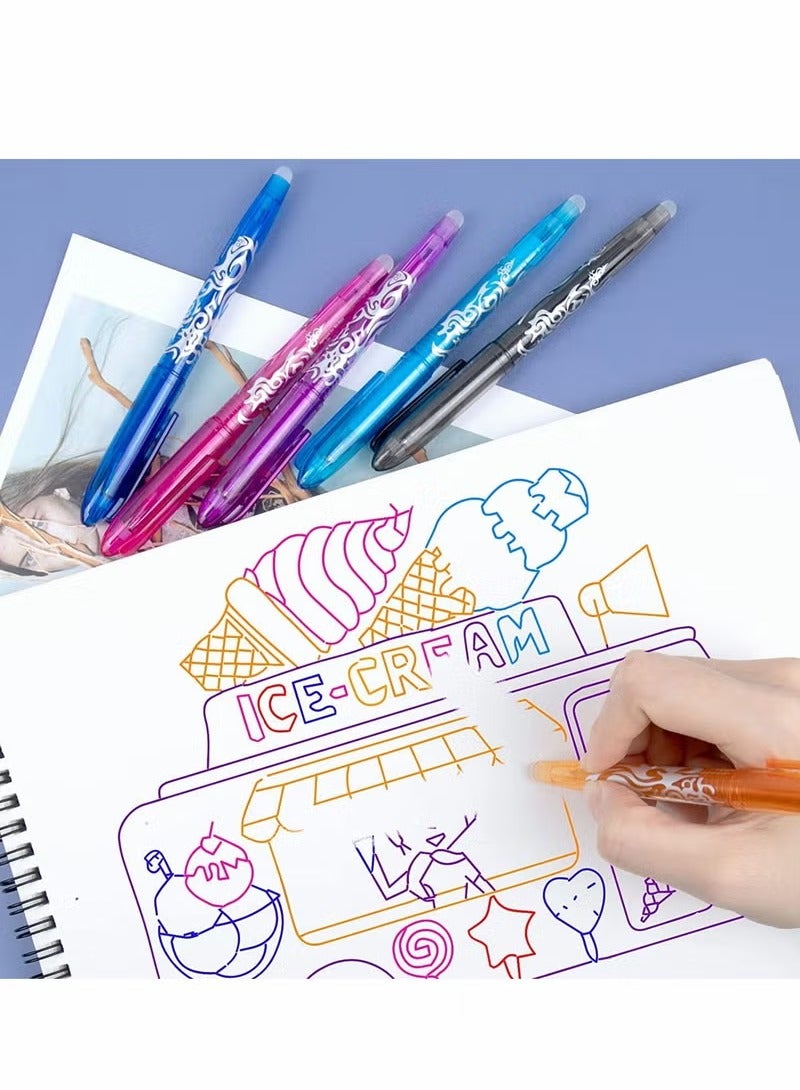 Erasable Pens, Erasable Rollerball Pen, 0.5mm Tip Rubber Pen, Ink Eraser Pen, 8 Colors Erasable Gel Pens for Kids Adults School Supplies Office Stationery, Color Hot Water Type Erasable Pen - Image 5