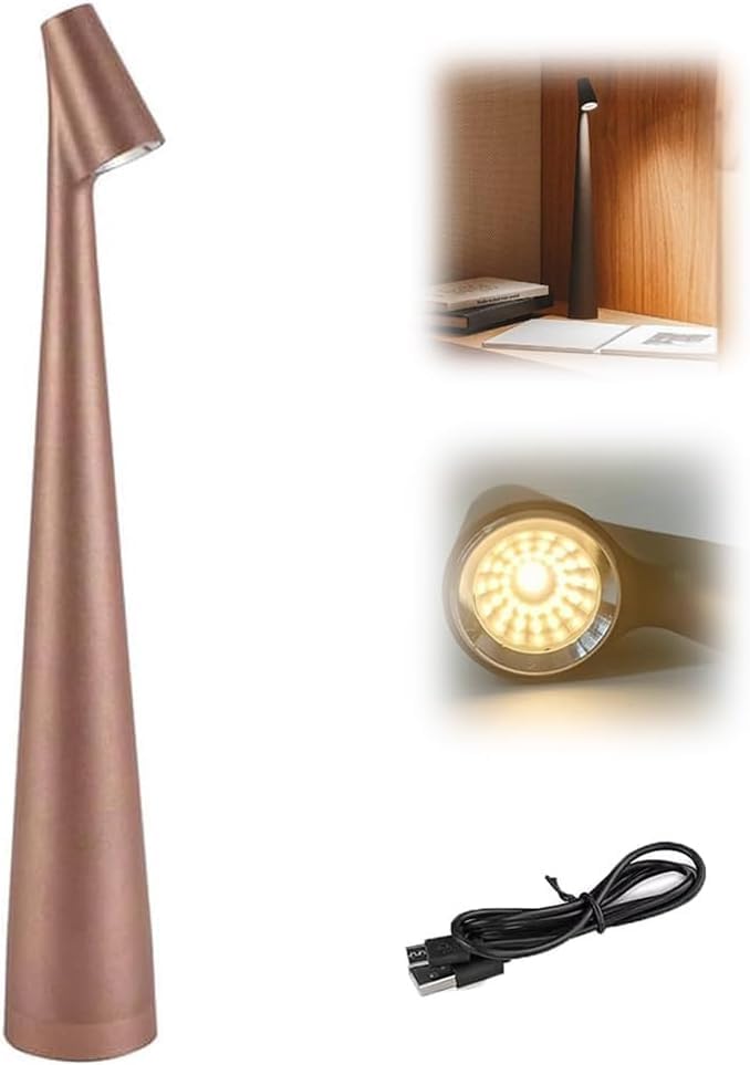 XERGY Portable LED Table Lamp – USB Rechargeable Cordless Touch Lamp with Focused Light, 1200 mAh Battery, Modern Design, 3-Level Dimmable Night Light for Bedroom,Study Room, Living Room, or Office - Image 2