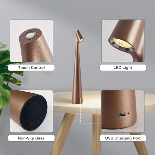XERGY Portable LED Table Lamp – USB Rechargeable Cordless Touch Lamp with Focused Light, 1200 mAh Battery, Modern Design, 3-Level Dimmable Night Light for Bedroom,Study Room, Living Room, or Office - Image 4