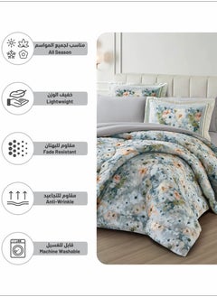 Donetella Comforter Set 4-Pcs Single Size Printed Reversible Bed FIt 170x 230 CM All Season Comforter With (350 GSM) Down Alternative Filling, Osb Grey  - Image 5