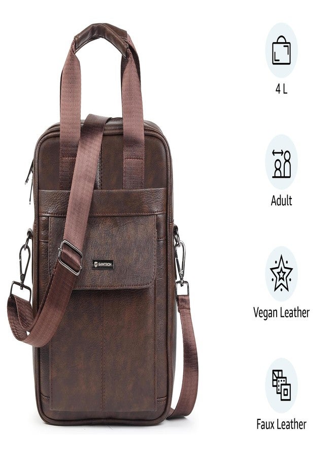 SAMTROH Men's Messenger Bag Vegan Leather Shoulder Bag A4 Size Paper Or Notebook Business Casual Crossbody Bag for Work Travel Outdoor (Brown) - Image 2