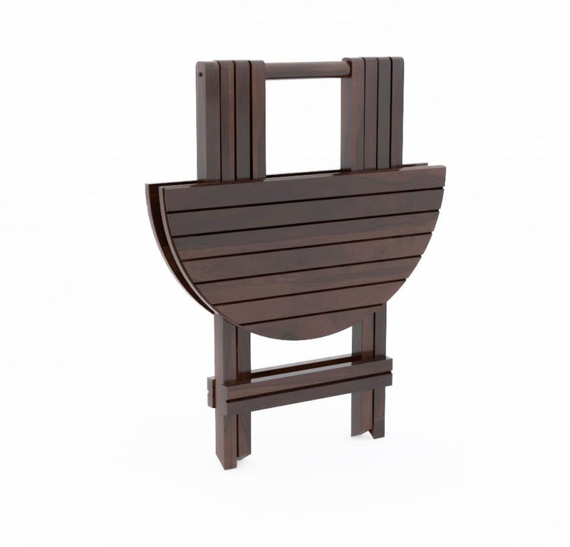 FLIP WOOD FLIP WOOD Solid Wood Patio Coffee Table for Living Room Round Folding Tea Table for Home Patio Outdoor Portable End Table for Picnic Balcony Garden Walnut Finish  - Image 4