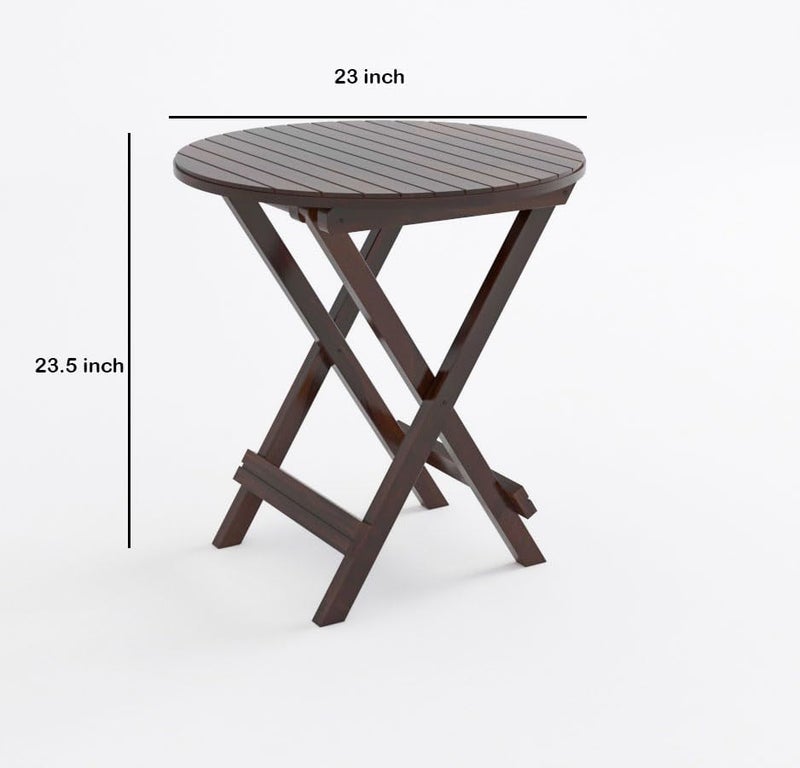 FLIP WOOD FLIP WOOD Solid Wood Patio Coffee Table for Living Room Round Folding Tea Table for Home Patio Outdoor Portable End Table for Picnic Balcony Garden Walnut Finish  - Image 2