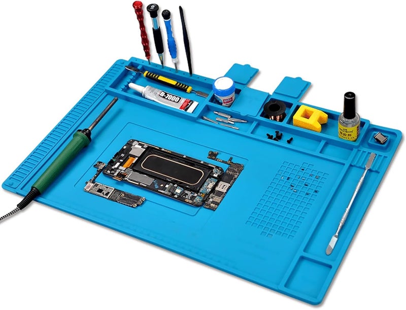 Beauenty Silicone Soldering Mat, Anti-Static Heat Insulation Pad With Magnetic Region And Scale Ruler, Multifunction Repair Mat Workbench For Electronics, Smartphone, Laptop, Watch (45 * 30Cm) - Image 1