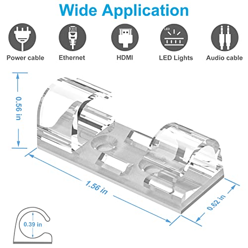 TidyHelper Cable Clips Clear (Large, 26PCS), Heavy Duty Extension Cord Clips Wall, Adhesive Wire Holders Clips Electric Wires Cord Organizer, Powre Cable, PC, Ethernet, TV-Coax, LED Light Clips - Image 4