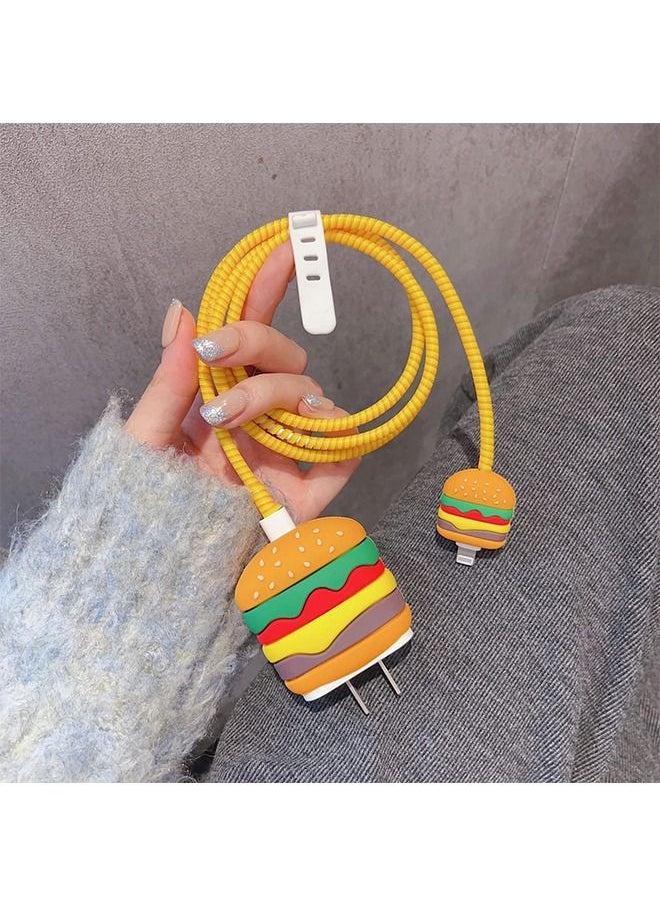 Generic Cute Protective Case for 18W/20W USB-C Adapter Charger, 3D Cartoon Protective Cover, Cable Protector Sleeve for Iphone Charger (Hamburger)  - Image 2