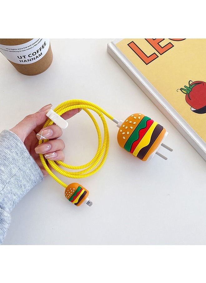 Generic Cute Protective Case for 18W/20W USB-C Adapter Charger, 3D Cartoon Protective Cover, Cable Protector Sleeve for Iphone Charger (Hamburger)  - Image 3