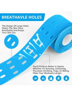 FLYROAD Kinesiology Tape, 1 Roll 5m Breathable Cotton Sports Tape for Ankle, Knee Pain, Elbow and Shoulder Muscles, (Sky Blue)  - Image 2