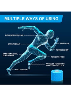 FLYROAD Kinesiology Tape, 1 Roll 5m Breathable Cotton Sports Tape for Ankle, Knee Pain, Elbow and Shoulder Muscles, (Sky Blue)  - Image 5