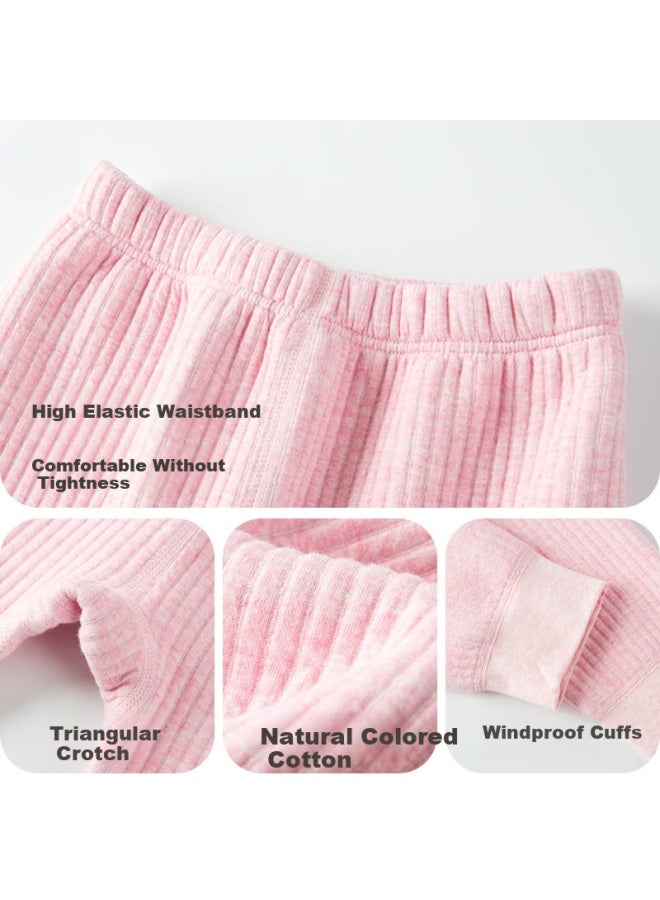 Kids Thermal Pants Uni Cotton Fleece Thickened Autumn Trousers Youth School Uniform Base Layer - Image 2