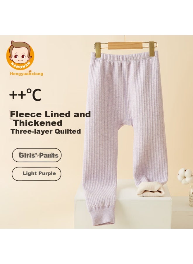 Kids Thermal Pants Uni Cotton Fleece Thickened Autumn Trousers Youth School Uniform Base Layer - Image 1