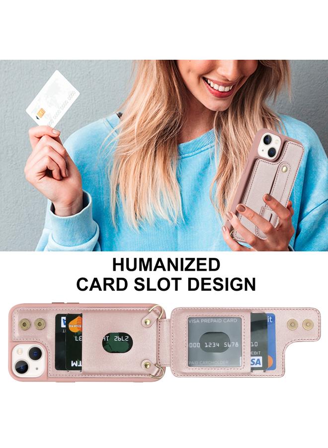 S-TOP Case For iPhone 15 Wristband Vertical Flip Wallet Back Cover Phone Case with Long Lanyard - Image 3