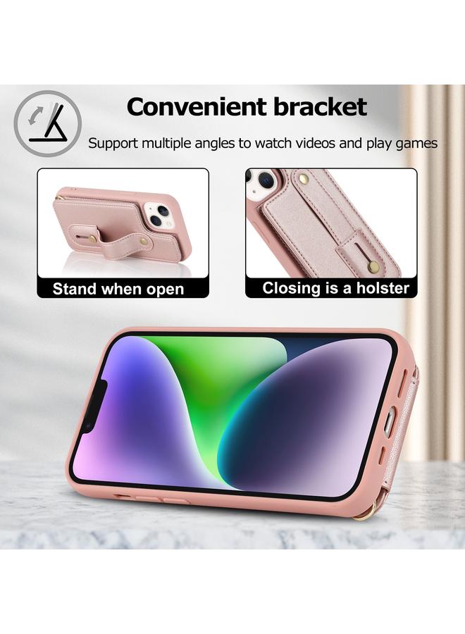 S-TOP Case For iPhone 15 Wristband Vertical Flip Wallet Back Cover Phone Case with Long Lanyard - Image 5