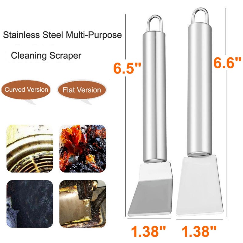 Auhsgch 2 PCS Stainless Steel Scrapers â€“ Multifunctional Scraper Cleaning Tool for Cookware, Stovetop, Adhesive, Oven Racks, Grout, Grill & Glass, Durable Scraper for Kitchen & Home, Fridge Cleaning - Image 2