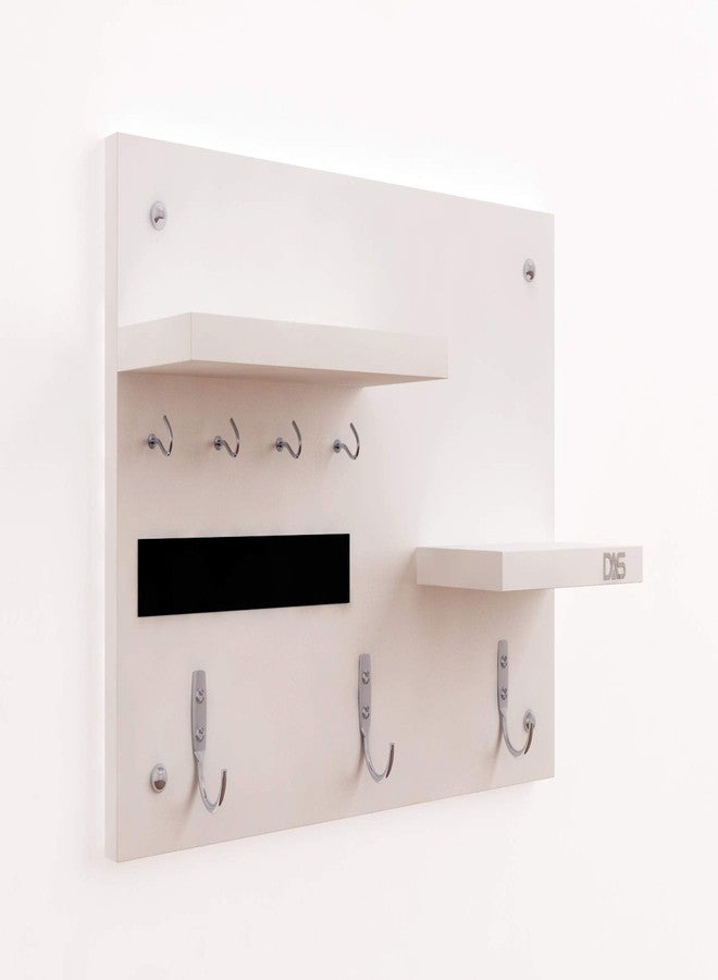 DAS Wall Mounted Home Décor Key Chain Holder/Organizer Key Hooks with Double Wall Shelf Display Rack Frosty White (7 Hooks)- Diana - Image 3