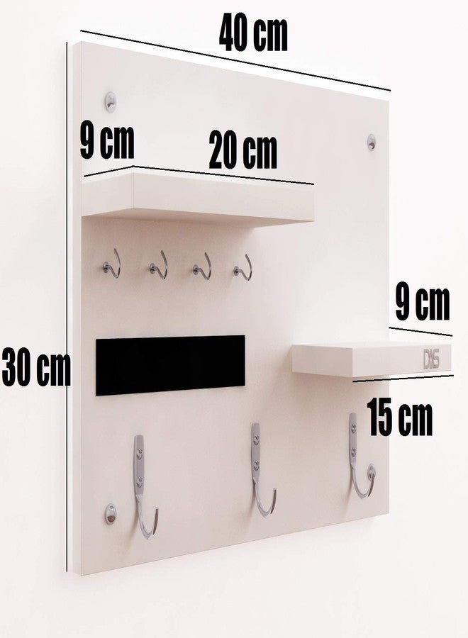DAS Wall Mounted Home Décor Key Chain Holder/Organizer Key Hooks with Double Wall Shelf Display Rack Frosty White (7 Hooks)- Diana - Image 5