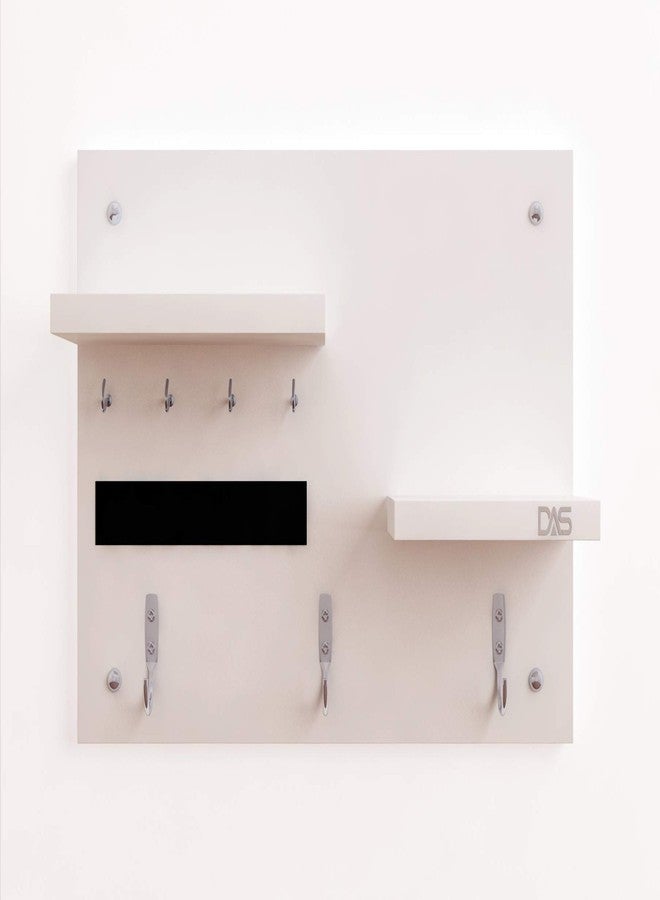 DAS Wall Mounted Home Décor Key Chain Holder/Organizer Key Hooks with Double Wall Shelf Display Rack Frosty White (7 Hooks)- Diana - Image 4