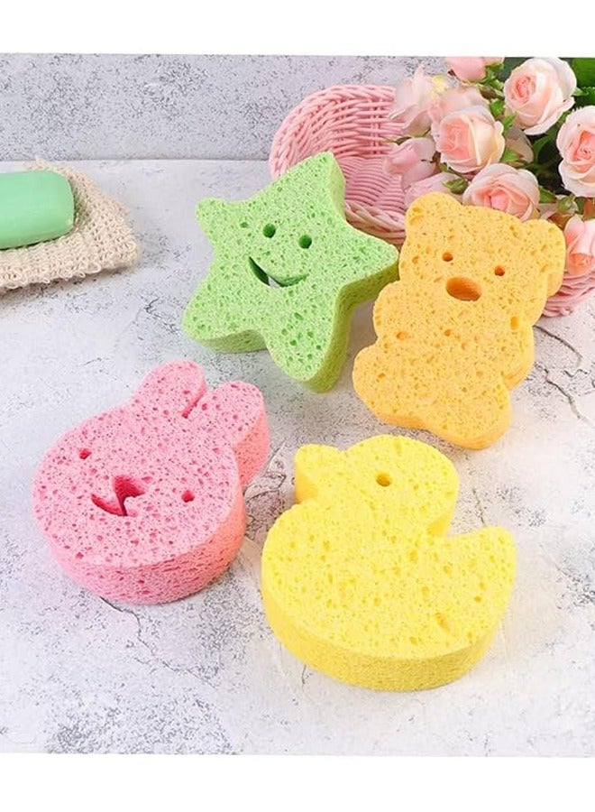 4 Pack Premium Bath Sponge, Fast Drying Baby Bath Tub Sponge, Bath Foam Rub Shower Sponge, Cute Animal Shapes, Fun Baby Shower Sponge for Babies and Children - Image 4
