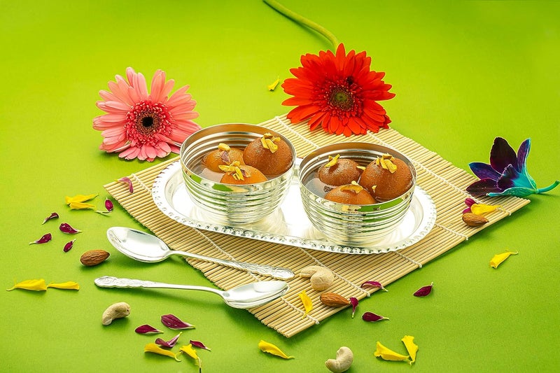 Silver Glow Silverglow Calibre Serving Set Silver Plated Bowl Set of 5 Dry Fruits Snacks containers Serving Tray Bowl Set Tableware Set Perfect Diwali Office Wedding Return Gift - Image 4