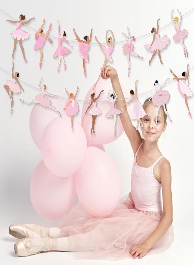 MZ.ogm 2 Pcs Ballerina Ballet Banners Garland, Ballerina Birthday Party Decorations, Ballet Garlands, Ballerina Party Decorations for Dancer Princess Girls Women Baby Shower Party Favors - Image 4