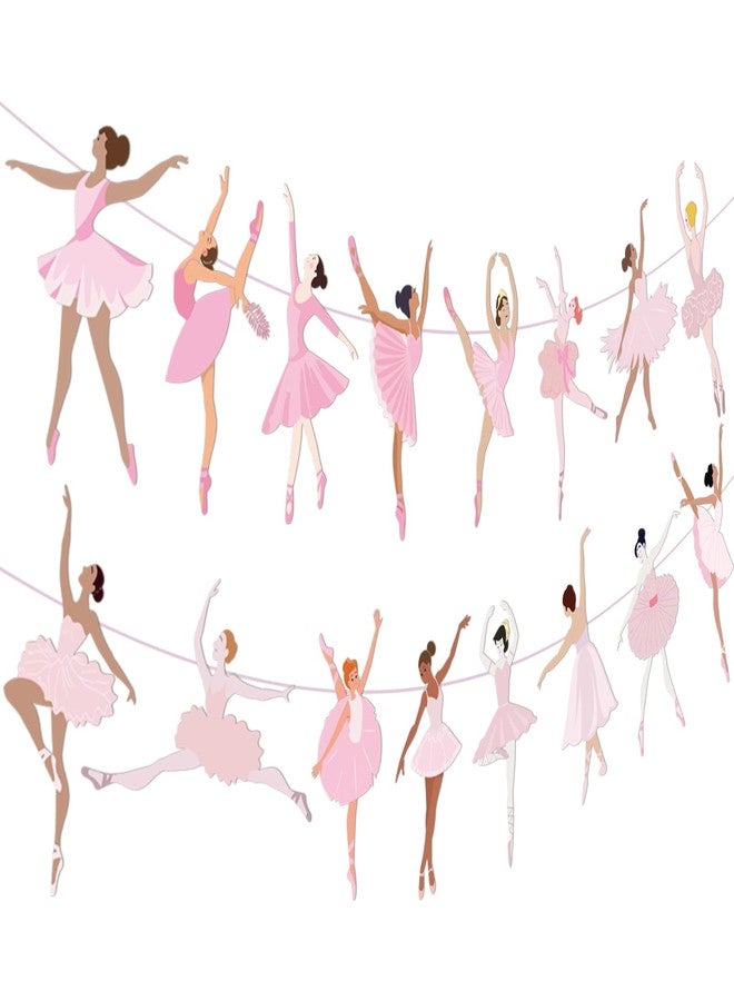 MZ.ogm 2 Pcs Ballerina Ballet Banners Garland, Ballerina Birthday Party Decorations, Ballet Garlands, Ballerina Party Decorations for Dancer Princess Girls Women Baby Shower Party Favors - Image 1