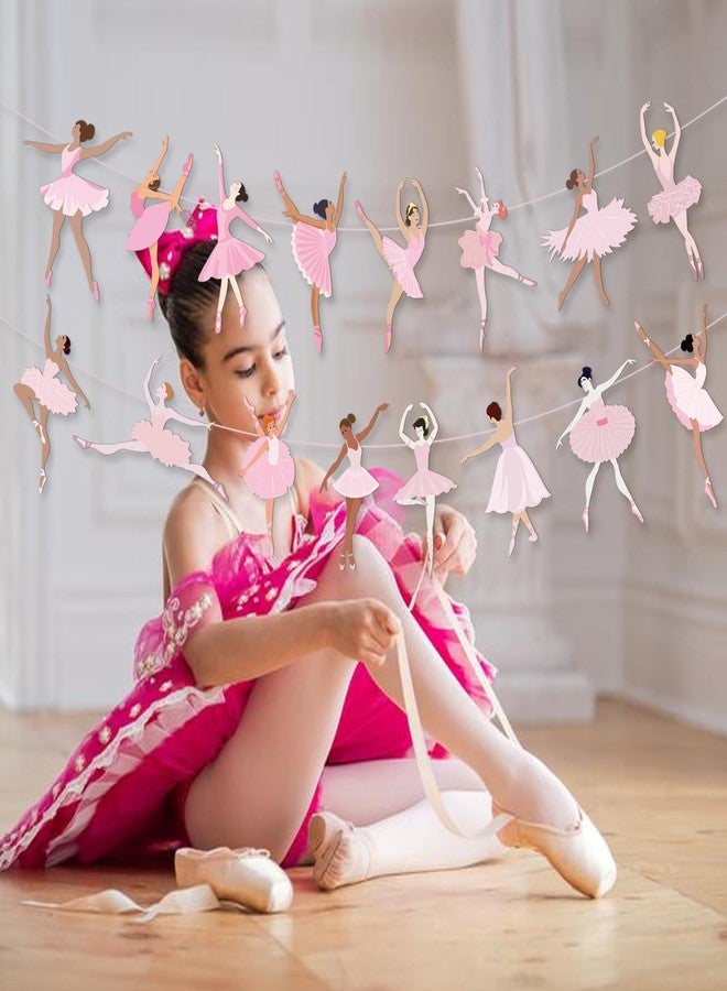 MZ.ogm 2 Pcs Ballerina Ballet Banners Garland, Ballerina Birthday Party Decorations, Ballet Garlands, Ballerina Party Decorations for Dancer Princess Girls Women Baby Shower Party Favors - Image 5