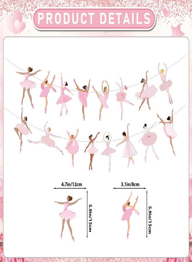 MZ.ogm 2 Pcs Ballerina Ballet Banners Garland, Ballerina Birthday Party Decorations, Ballet Garlands, Ballerina Party Decorations for Dancer Princess Girls Women Baby Shower Party Favors - Image 2