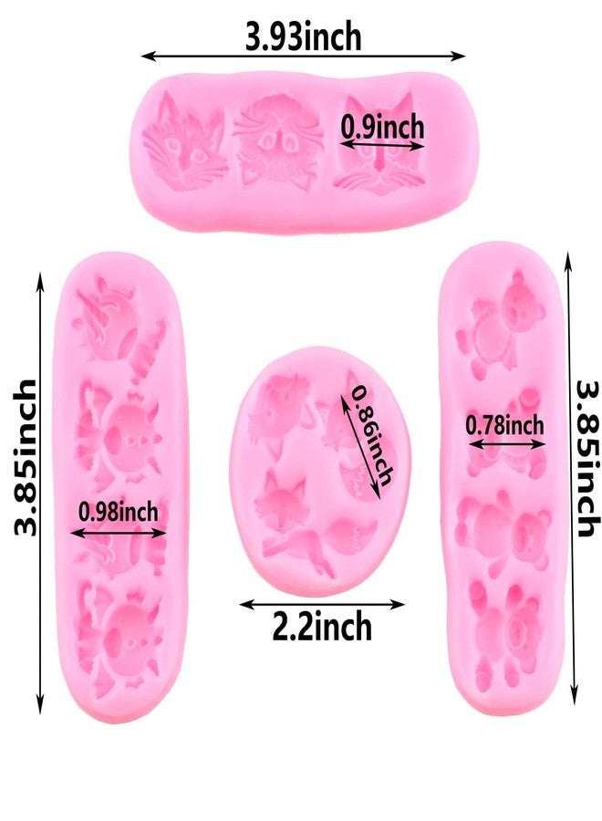 Mujiang Cat Head Fox Unicorn Bear Silicone Fondant Molds For Sugar Gum Paste Candy Chocolate Cake Decorating Set Of 4 - Image 2