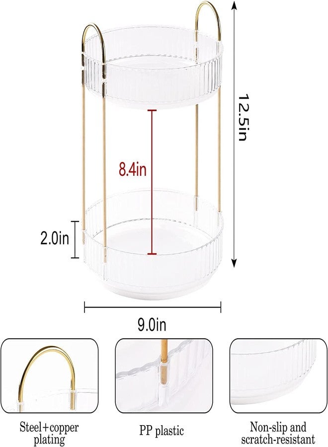 Seadra Make Up Cosmetic Organizer Storage Box Shelf 360 Degree Rotating Display Stand Two Deck Round Shape (Multicolor) - Image 3